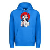 Japanese Geisha Samurai Fox Mask Red Sun Premium Hoodie | Teevron