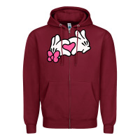 Burgundy Minnie Mouse Zipper Hoodie - CowhideDigitalArt