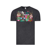 Vintage Black skeleton summer coffee cups Vintage Tee - Jasminsmagicworld