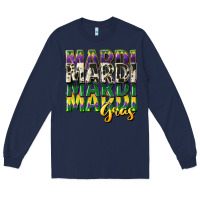 Navy cowhide mardi gras Long Sleeve Tee - CowGirlArtShop