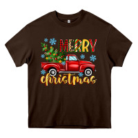 Chocolate Brown merry christmas truck Heavy Core Tee - MaliasSmallBusiness