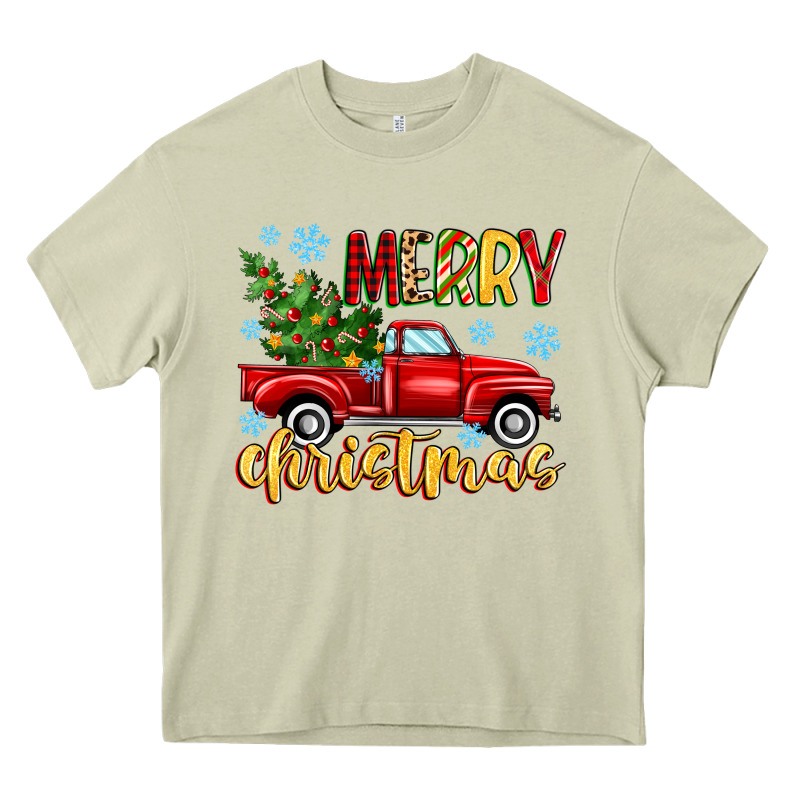 Merry Christmas Truck Heavy Core Tee by MaliasSmallBusiness | Teevron