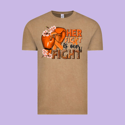 Her Fight Is Our Fight Kidney Cancer Orange Ribbon Vintage Tee Designed By Nancycooperartshop