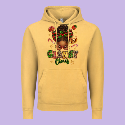 Granny Claus Afro Messy Bun Vintage Hoodie Designed By Texasbilliewilder