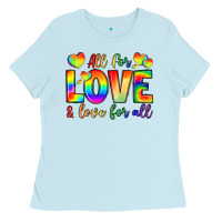 Baby Blue all for love and love for love Ladies Tee - LillyAllenDesigns