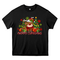 Black merry christmas reindeer Heavy Core Tee - MaliasSmallBusiness