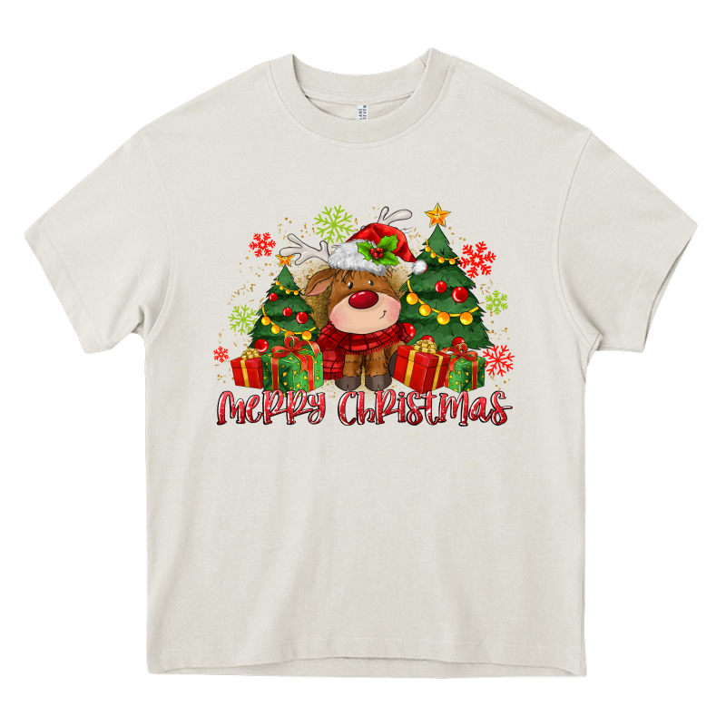 Merry Christmas Reindeer Heavy Core Tee by MaliasSmallBusiness | Teevron
