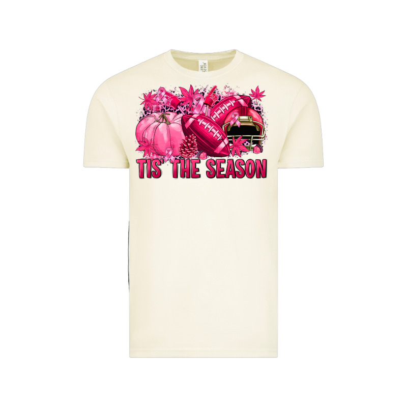 Tis' The Season Football Breast Cancer Vintage Tee by NancyCooperArtShop | Teevron
