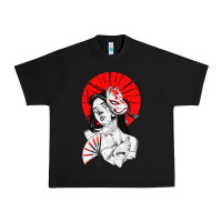 Black japanese geisha samurai fox mask red sun Urban Heavy Tee - tuanDangUi
