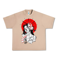 Burro japanese geisha samurai fox mask red sun Urban Heavy Tee - tuanDangUi