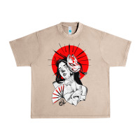French Oak japanese geisha samurai fox mask red sun Urban Heavy Tee - tuanDangUi