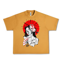 Peanut Butter japanese geisha samurai fox mask red sun Urban Heavy Tee - tuanDangUi