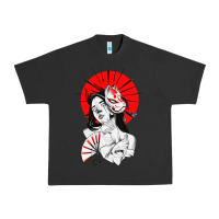 Pigment Black japanese geisha samurai fox mask red sun Urban Heavy Tee - tuanDangUi