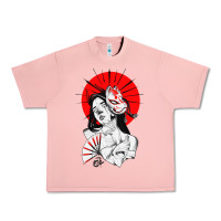 Salmon japanese geisha samurai fox mask red sun Urban Heavy Tee - tuanDangUi
