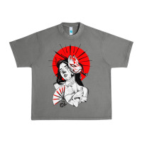 Tornado japanese geisha samurai fox mask red sun Urban Heavy Tee - tuanDangUi