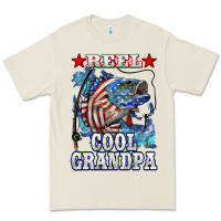 Reel Cool Grandpa American Flag Bass Premium Tee | Teevron
