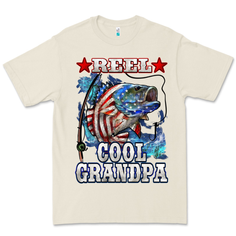 Reel Cool Grandpa American Flag Bass Premium Tee by LillyAllenDesigns | Teevron