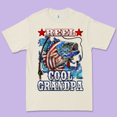 Reel Cool Grandpa American Flag Bass Premium Tee Designed By Lillyallendesigns