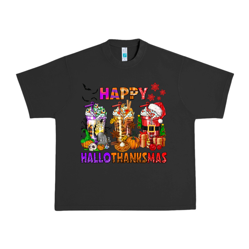 Happy Hallothanksmas Coffee Cups Urban Heavy Tee by texasbilliewilder | Teevron