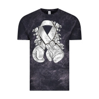 Cloud Black Lung Cancer white ribbon with boxing gloves Vintage Tee - NancyCooperArtShop