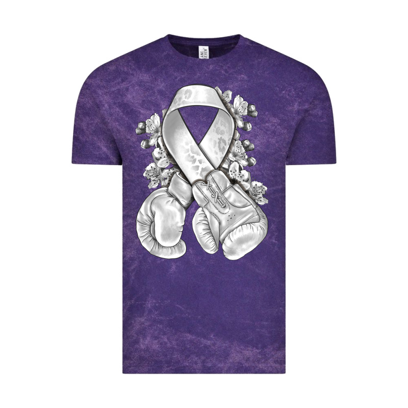 Lung Cancer White Ribbon With Boxing Gloves Vintage Tee by NancyCooperArtShop | Teevron