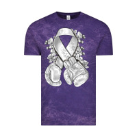 Cloud Purple Lung Cancer white ribbon with boxing gloves Vintage Tee - NancyCooperArtShop