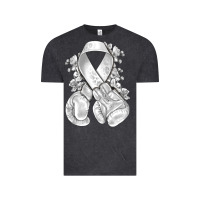 Vintage Black Lung Cancer white ribbon with boxing gloves Vintage Tee - NancyCooperArtShop