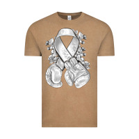 Vintage Coffee Lung Cancer white ribbon with boxing gloves Vintage Tee - NancyCooperArtShop