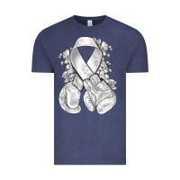 Vintage Denim Lung Cancer white ribbon with boxing gloves Vintage Tee - NancyCooperArtShop