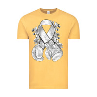 Vintage Mustard Lung Cancer white ribbon with boxing gloves Vintage Tee - NancyCooperArtShop