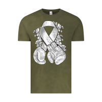 Vintage Olive Lung Cancer white ribbon with boxing gloves Vintage Tee - NancyCooperArtShop