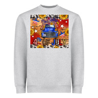 Heather Grey Fourth Of July Truck Heavyweight Sweatshirt - FaDigitalArtStudio