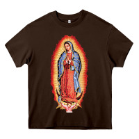 Chocolate Brown our lady of guadalupe virgin mary Heavy Core Tee - tuanDangUi
