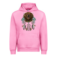 Fuchsia Pink bear  native dreamcatcher Urban Hoodie - BarkalooDesign