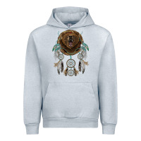 Heather Grey bear  native dreamcatcher Urban Hoodie - BarkalooDesign