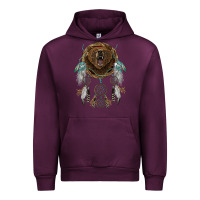 Mauve Wine bear  native dreamcatcher Urban Hoodie - BarkalooDesign