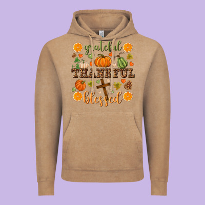 Grateful Thankful Blessed Vintage Hoodie Designed By Nancycooperartshop