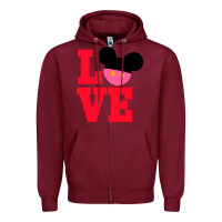 Burgundy Minnie Mouse Zipper Hoodie - CowhideDigitalArt