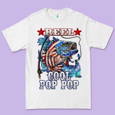 Reel Cool Pop Pop American Flag Bass Premium Tee Designed By Lillyallendesigns
