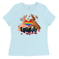 Baby Blue equality hurts no one lgbtq hands Ladies Tee - LillyAllenDesigns
