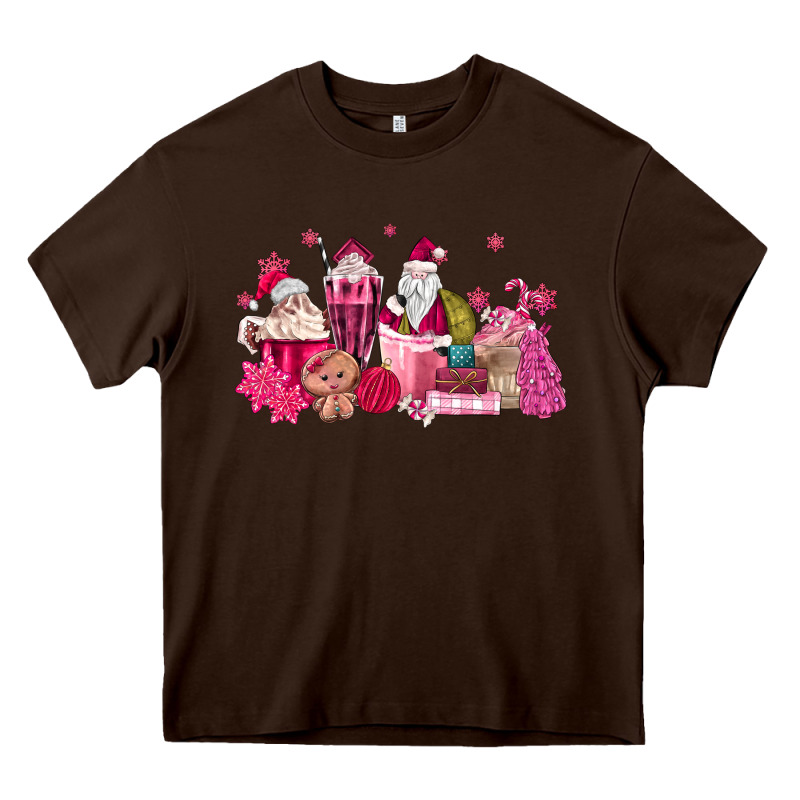 Pink Santa Coffee Heavy Core Tee by MaliasSmallBusiness | Teevron