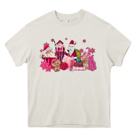 Cream pink santa coffee Heavy Core Tee - MaliasSmallBusiness