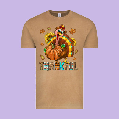 Thankful Turkey Vintage Tee Designed By Texasbilliewilder