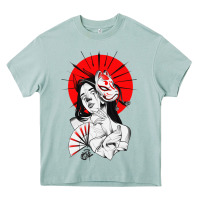 Arona japanese geisha samurai fox mask red sun Heavy Core Tee - tuanDangUi