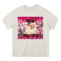 Cream merry pink christmas santa Heavy Core Tee - MaliasSmallBusiness