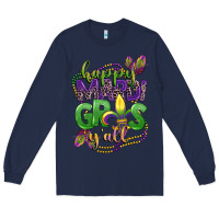 Navy happy mardi gras yall Long Sleeve Tee - CowGirlArtShop