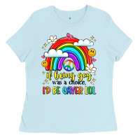 Baby Blue if being gay was a choice i'd be gayer lol Ladies Tee - LillyAllenDesigns