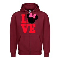 Burgundy Minnie Mouse Zipper Hoodie - CowhideDigitalArt