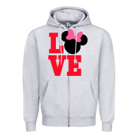 Heather Grey Minnie Mouse Zipper Hoodie - CowhideDigitalArt