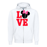 White Minnie Mouse Zipper Hoodie - CowhideDigitalArt